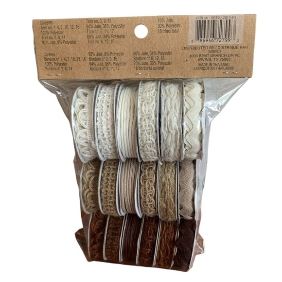 Recollections Craft It Ribbons Set of 18 Vintage Glam Decorative Ribbons Jutes - Picture 2 of 2